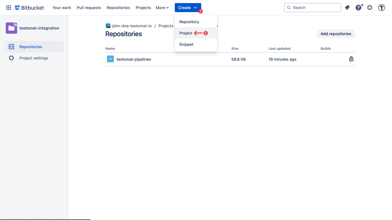 Testomat.io - Bitbucket New Project